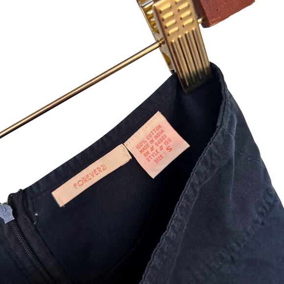 Y2K Black Floral Embroidered Skirt Pink Sequins A-Line Cotton Teacher Workwear - Picture 6 of 6